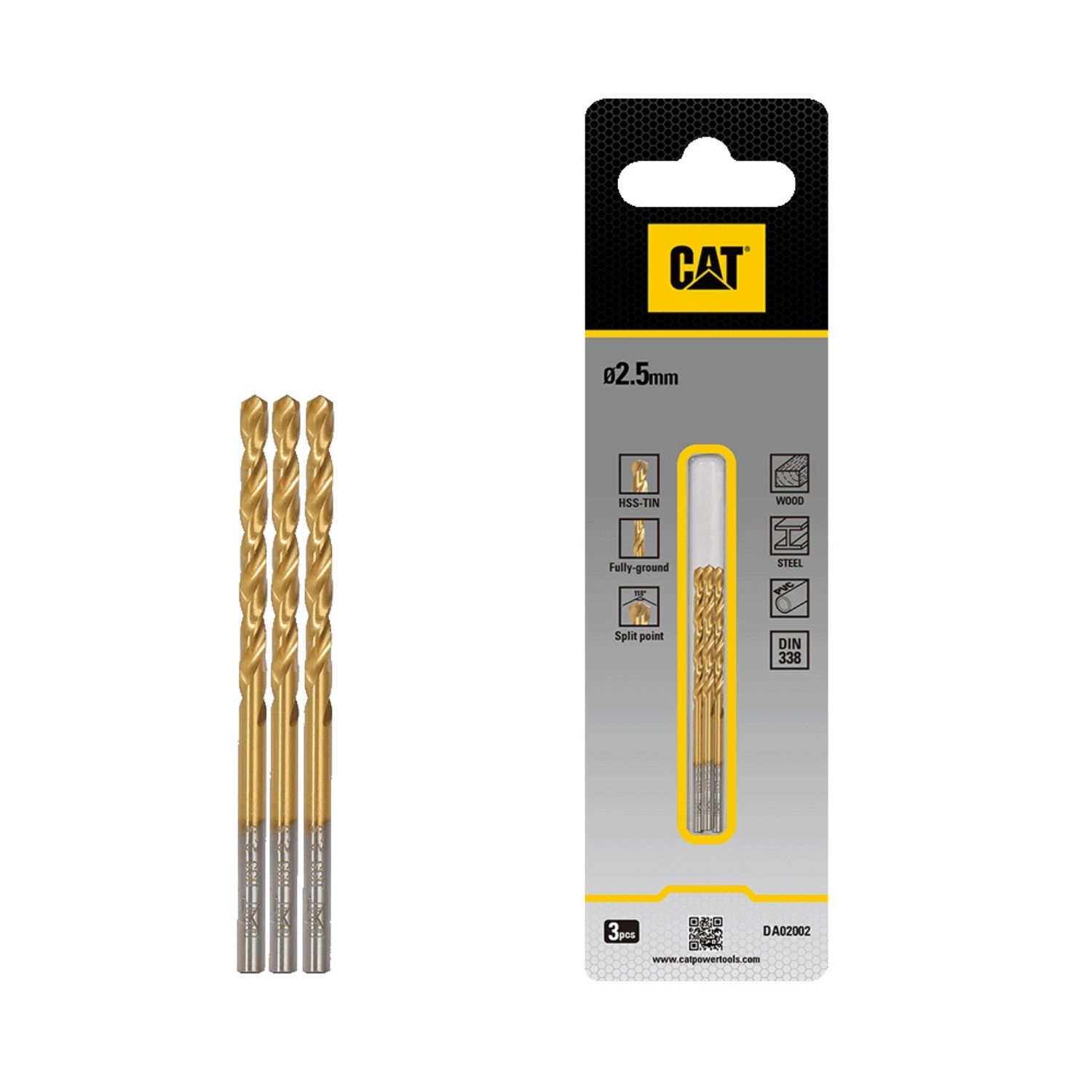 CAT Τρυπάνι τιτανίου HSS σετ:3τεμ 2.5x57mm DA02002
