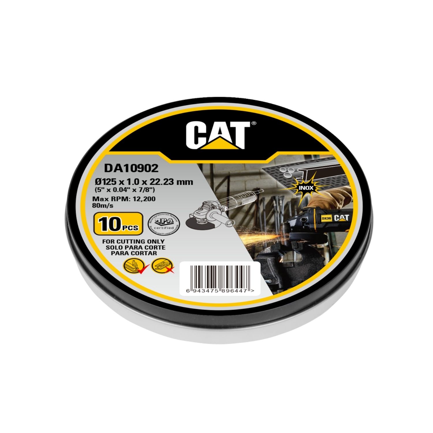CAT Τροχός κοπής inox 125x1mm σε μεταλικό κουτί DA10902 (τιμή/τεμ)