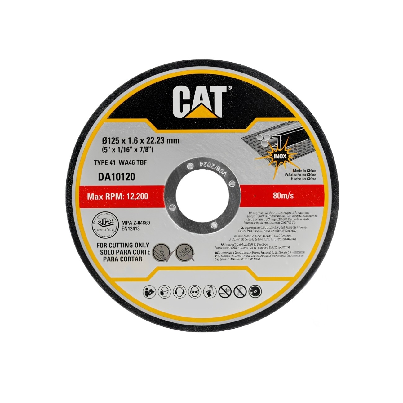 CAT Τροχός κοπής inox 125x1,6mm σετ:10τεμ. DA10120 (τιμή/τεμ)