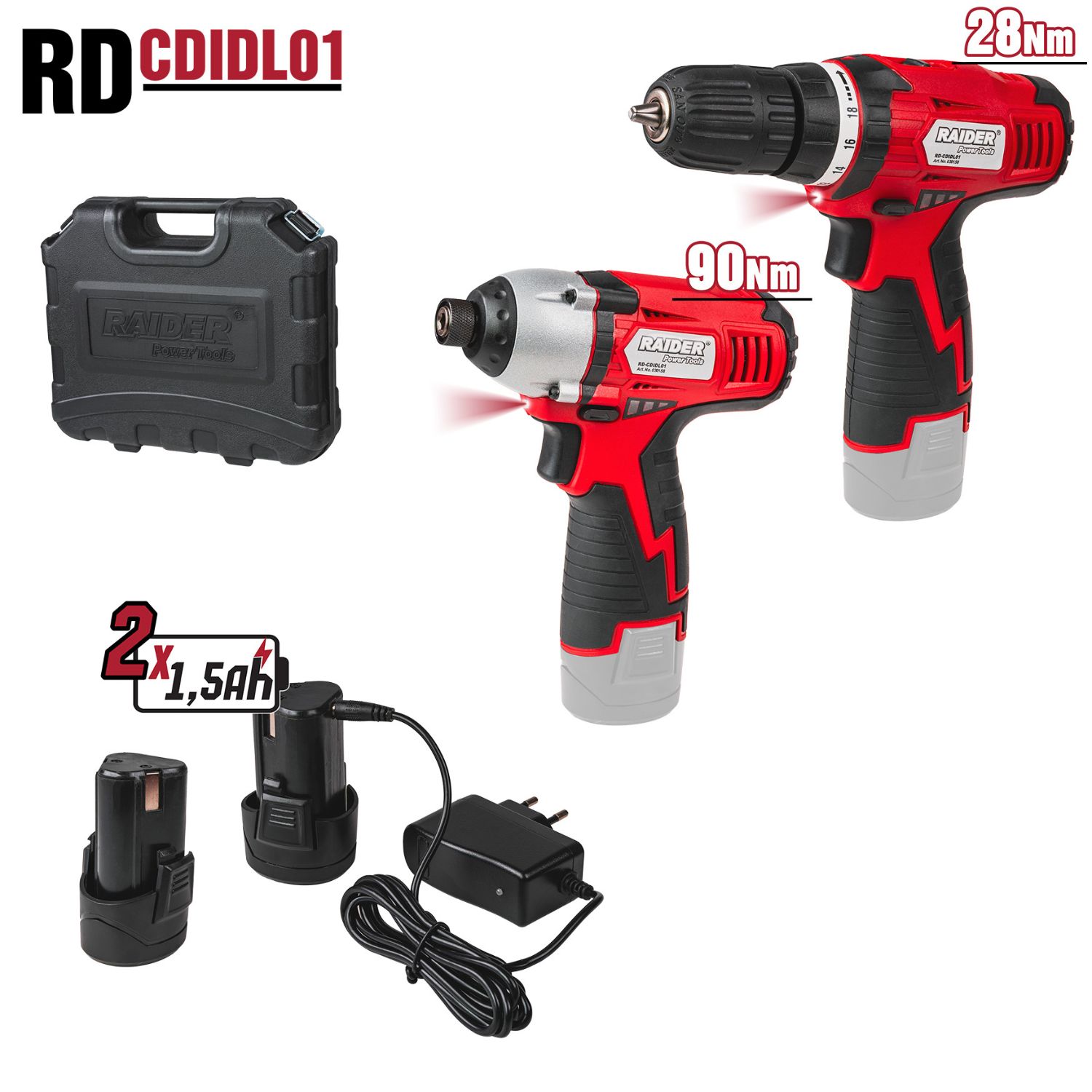 RAIDER Σετ Δραπανοκατσάβιδο & Παλμικό κατσαβίδι 12V 2х1.5Ah RD-CDIDL01 030158