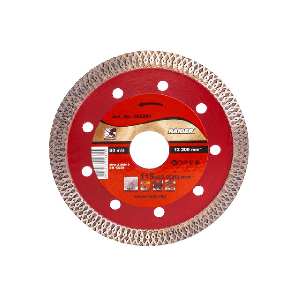 RAIDER Δίσκος κοπής διαμαντέ Turbo Super Thin (Gres) 115x2mm 162201