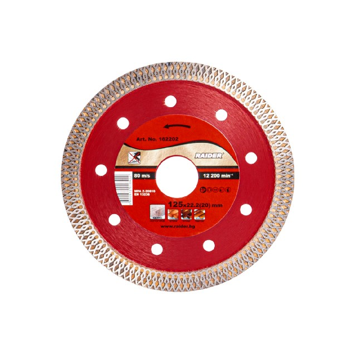 RAIDER Δίσκος κοπής διαμαντέ Turbo Super Thin (Gres) 125x2mm 162202