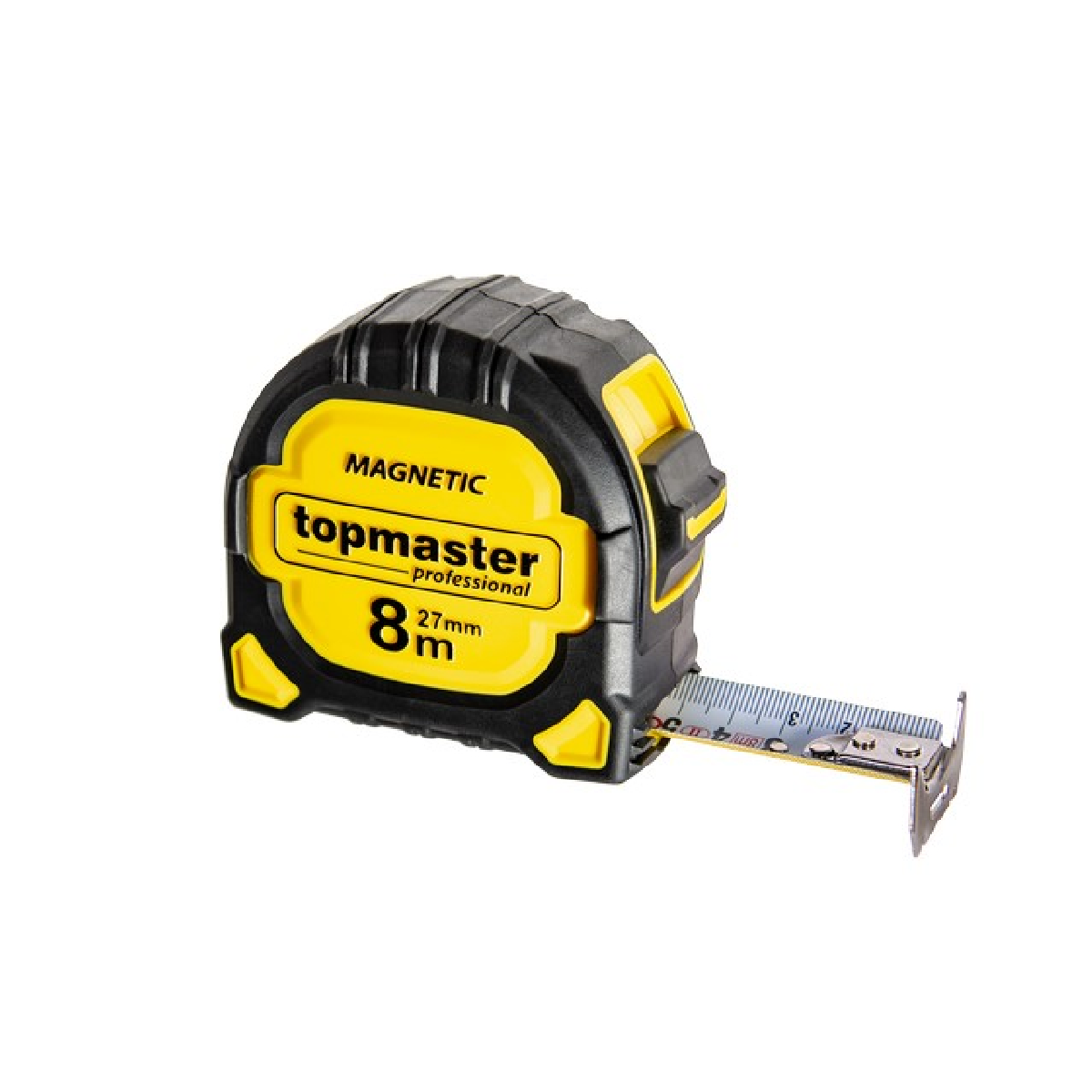 TOP MASTER Μετροταινία 8Μ*27ΜΜ με αυτόματη επαναφορά και μαγνήτη διπλής όψης 3η γενιά 260200